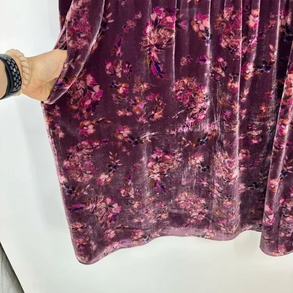 Rebecca Taylor Long Sleeve Jewel Paisley Velvet Dress in Plum Purple Size M Silk - Picture 7 of 11